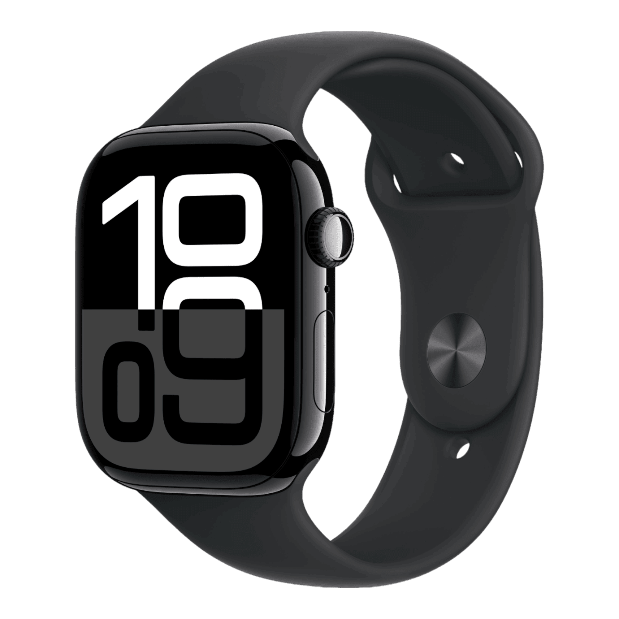 Apple Watch Series 10 GPS, 46mm Jet Black Aluminum Case with Black Sport Band - S/M - alAsil